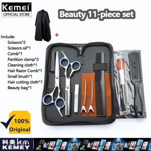 Kemei Hair Cut Hairdresser Comb Thinning Haircutting Scissors Set Hair Razor Scissors Hairdressing Shears Set
