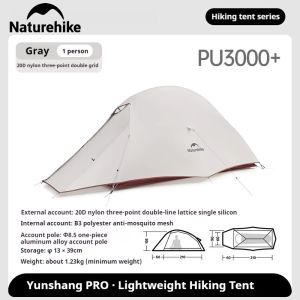 Tenda Naturehike Cloud Up Pro 20D CNK2350WS020 Tenda Camping 2 Orang 1 Person Ultralight Double Layer Frame Aluminium Alloy