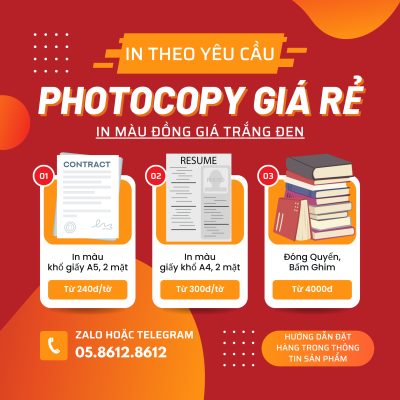 In Tài Liệu In Theo Yêu Cầu, In Màu, In Trắng Đen A4 & A5 Giá Rẻ
