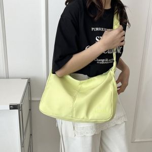 SMVU ความจุขนาดใหญ่ กระเป๋าสะพายข้างผ้าแคนวาส ซิป สีพื้น กระเป๋าโฮโบ แฟชั่น น้ำหนักเบา กระเป๋าสะพายไหล่ ผู้หญิง