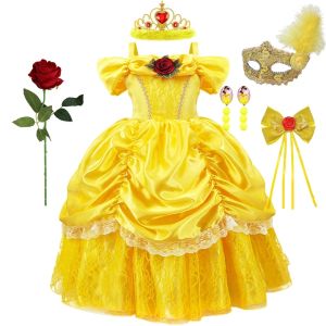 Girl Belle Dress Beauty Cosplay Costume Princess Deluxe Applique Outfit Children Birthday Party Elegant Gown Fairy Disguise Sets2026