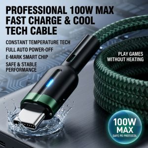 Smart Braided Data Cable Auto Cut Off Fast Charging USB Cable Nylon Charger Cord Type C Micro USB Phone Cable Durable Charging Sync Cable