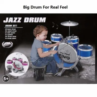 FLEX New Big Plus size Jazz Drum Set with Chair Music Educational Toy Instrument for Kids children