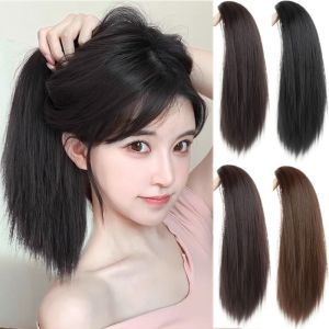 SUTONGXUE Tổng hợp Tóc đuôi ngựa thẳng ngắn Sai Vô Hình Tóc đuôi ngựa Phụ kiện tóc Mịn Kẹp tóc đuôi ngựa Phụ nữ
