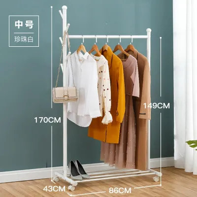 Portable Simple Hanger Floor Bedroom Clothes Rack Indoor Room Clothesline Pole Hanger Household Rough Coat Rack