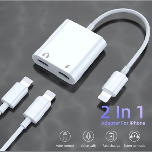 J-008 2in1 Lighting อะแดปเตอร์เสียงแสง Converter สำหรับ iPhone 7 8 Plus XR XS 11 12 Pro Max ชาร์จขั้วต่อหูฟัง