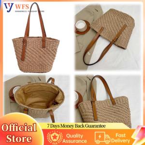 【Flagship】Casual Summer Woven Straw Beach Bag for Women Large Shoulder Bag Travel Handbag