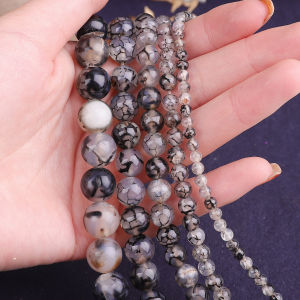 ธรรมชาติลูกปัดหิน4/6/8/10/12มม.สีดํามังกรอาเกตลูกปัดสําหรับเครื่องประดับDIYสร้อยข้อมือสร้อยคอ