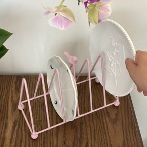 MKEB MALL Đa tầng Giá đựng bát đĩa nhà bếp Trang trí Retro Giá để bát đĩa bằng kim loại Phụ Kiện Nhà Bếp Chống gỉ sét Giá để đĩa Nhà bếp