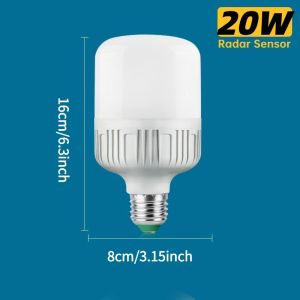 LED Sensor Light Bulb E27 Smart Radar Sound Motion Sensor Lamp Stair Hallway Energy-saving Light