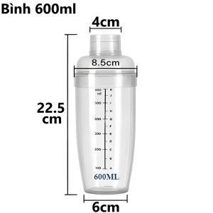 Bình lắc pha chế nhựa VIỆT NHẬT - 320ml 460ml 600ml - Trong suốt vạch chia nắp kín - 0101/2/3