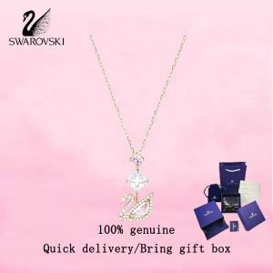 💎 Swarovski 💎 Womens fashion necklace Rose Gold Multicolor Crystal Gemstones 5473024 Dazzling Swan Y-Shaped Necklace Valentines Day gift Birthday gift