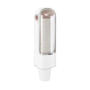 QUA Plastic Disposable Paper Cup Holder Wall Mounted Non Perforated Water Dispenser Modern with Flipping Cap Visible Cup Extractor for Home