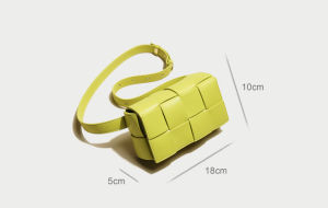 2023 New Leather Woven Waist Bag Mini Crossbody Chest Bag Fashion All-Match Light Luxury One-Shoulder Portable Small Square Bag