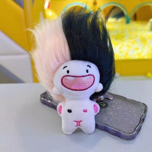 1SONGYUI 10cm Búp bê nhồi bông chòm sao lông dài Trang trí túi treo Vải nhung lông Móc Khóa  dây chuyền Thời trang Hoạt hình Búp bê hoàng đạo