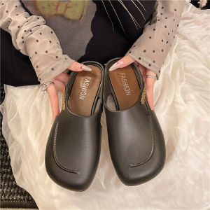 [Free Shipping] New style slip-on mule sandals for women closed-toe beach flat slippers