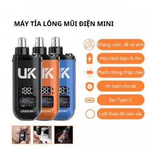 Máy Tỉa Lông Mũi Cầm Tay UNKO 6000RPM – Mini Nhỏ Gọn Đầu Xoay 360 Độ LED Pin Sạc Type-C