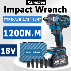 Kamolee DTW500/1200N.M Set Kunci Pukul Tanpa Sikat 1/2 Inci & 1/4 Inci (kompatibel Dengan Baterai Makita/JLD)