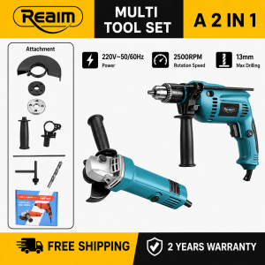 REAIM 5-in-1 Heavy Duty Power Tool Set Circular Saw Angle Grinder Electric Drill Jigsaw and Wood Planer for Home Workshop