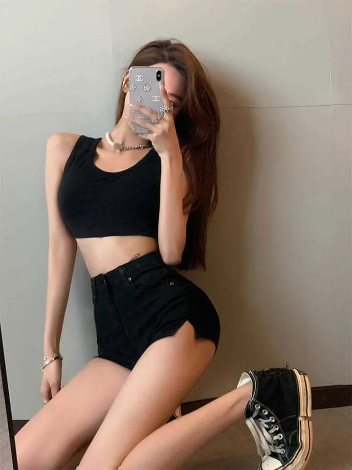 HYD333 European and American hot girl jeans women's summer skinny thin hot  pants ins fashionable shorts high waist small split hip lifting pants