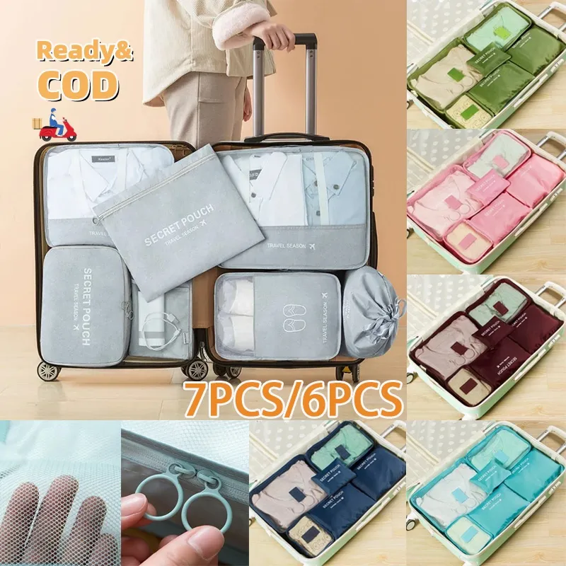 6/7pcs/Set Tas Travel Organizer Storage Bag Luggage Bag Tas Dalam