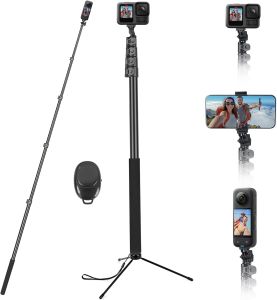 118" Invisible Selfie Stick for Insta360 X5 X4 X3 3M/9.8ft Extended Long Pole with Wireless Remote & Tripod Compatible with GoPro DJI OSMOPhoneAction Camera