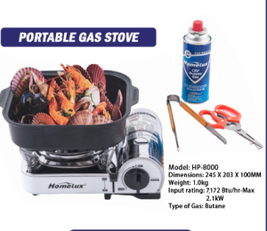 Homelux HP-8000 Portable Gas Stove with Non Stick Pan Set HOMELUX MINI PORTABLE MULTI GRILLER STOVE GAS COOKER STOVE DAPUR GAS