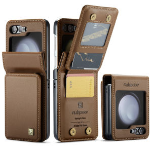 ToKerNew Luxury Magnetic Flip Wallet Case for Z Flip 5/Flip 6/Fold 5/Fold 6- RFID Anti-Theft TPU Shockproof Card Holder + Car Mount Compatible Shockproof pu leather