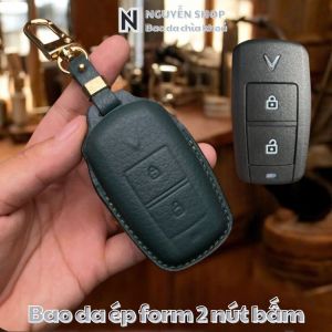 Bao Da Chìa Khoá Xe Ô Tô Vinfast VIN-F2 Cho Xe VF3 Bọc Chìa Khoá Xe Hơi Ép Form Da Chìa KHoá Bò Togo Da Thật May Thủ Công