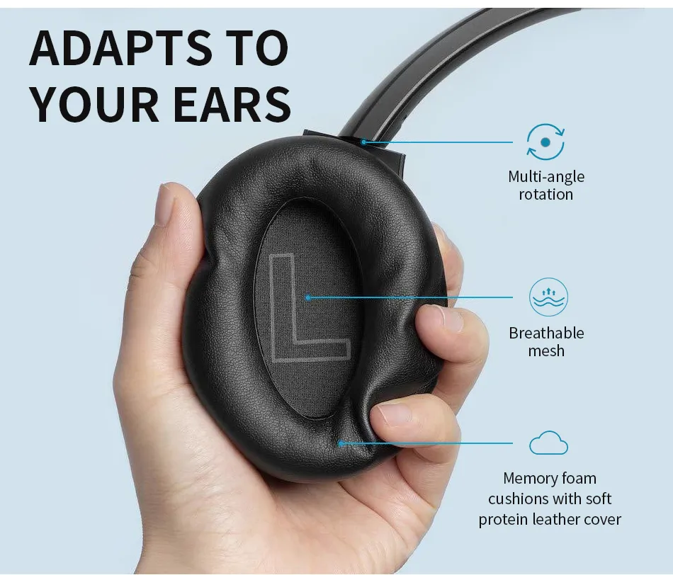 Soundcore Anker Life Q20 Hybrid Active Noise Cancelling Headphones,  Wireless Over Ear Bluetooth Headphones, 60H Playtime, Hi-Res Audio, Deep  Bass