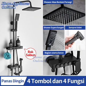 Shower Kamar Mandi 4 Dalam 1 Set Shower Termostatik Dengan Faucet Sprayer Faucet Panas Dan Dingin