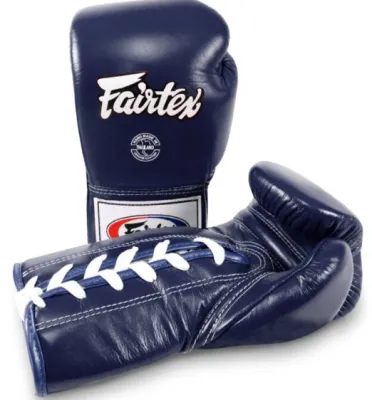 Fairtex BGL6 Professional Laceup Muay Thai Boxing Gloves Genuine Leather Black