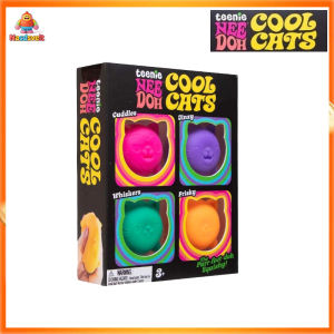 【NeeDoh Teenie Cool Cats】4PCS/1Set Schylling Needoh Stress Ball Wild Cats Toy Sensory Fidget Toy NeeDoh Fuzz Ball Squishy Toy Sensory Squeeze Toy Stress Relief Anxiety Sensory Tool nee doh Boy Girl Toy For Kids And Adults needoh gumdrop