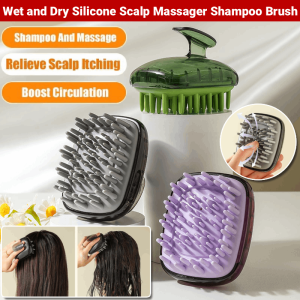 Silicone Hair Shampoo Brush Scalp Massager Hair Scrubber Wet and Dry Hairbrush for Reduce Dandruff Promote Hair Growth