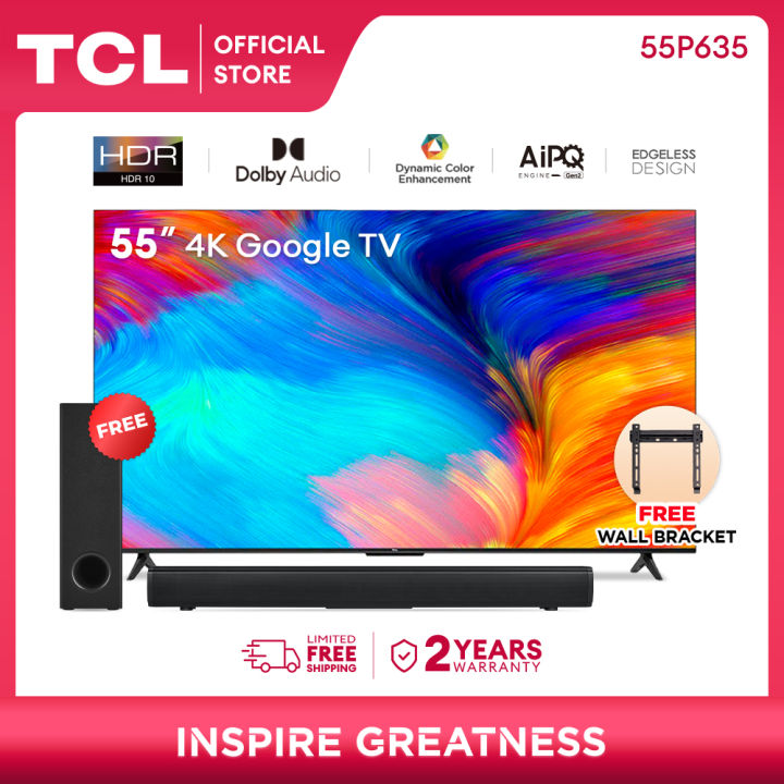 TCL 55 Inch 4K Smart Google TV - 55P635 (HDR, Netflix, YouTube ...