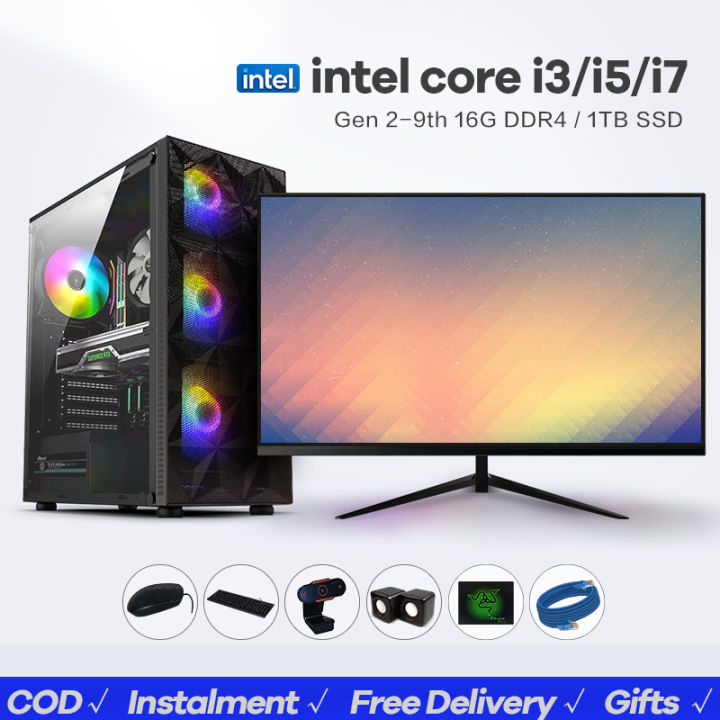 Desktop Computer Full Set Gaming PC Set Intel Core i7 7700 4.2GHz main ...