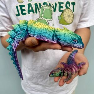 3D Printed Lizard Statue Flexible 3D Printed Animal Colorful Figurines Statue Gifts 23.5Cm/9.25In