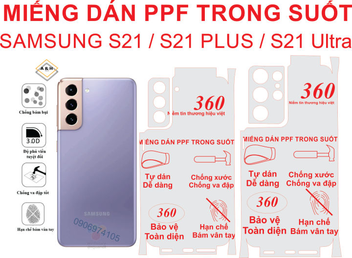 Dán PPF Full Viền cho SamSung S21 / S21 Plus / S21 Ultra Bảo vệ mặt lưng điện thoại tránh qua đập, tránh trầy xước