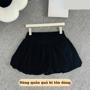 Quần Short Nhung Cạp Cao Khóa Sau BigSize Quần Đùi Nhung 2 Lớp Lưng Cao Ống Rộng-QN