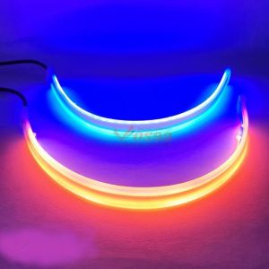 Lampu DRL Alis 30CM Slim Flexible 2 Warna Led Sen Running Kuning Senja Biru Waterproof Universal Vario Beat Scoopy Aerox Lexi Pcx Honda Yamaha Suzuki DLl