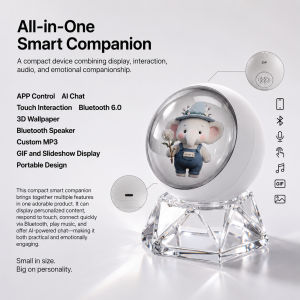 ZNP Z04 Smart AI Voice Chat Companion Language Translator Mini Portable Bluetooth Speaker Cute Desktop Pet 3D Screen Custom Photo Animated GIF Music Player COD
