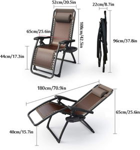 2 in 1 Rattan Chair Recliner Chair Folding Chair Portable Bed Single Heavy Duty Ergonomic Design Outdoor Balcony Chair Sofa Chair Lunch Break Bed Office Adult Nap Bed for Home