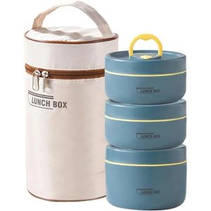 Portable Insulated Food Lunch Container Set with Thermal Lunch 3 Separate Stackable Lunch Container for Kids2026
