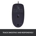 Logitech M100r Corded Mouse Graphite with USB Wired, Ambidextrous, Plug and Play, Optical Scroll Wheel. 