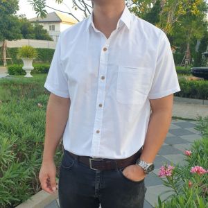 เสื้อเชิ้ตสีขาว คอปก มีกระเป๋าหน้า ผ้า Oxford อย่างดี  ใส่เที่ยว ใส่ทำงานได้ เกรดส่งออก ส่งจากไทย M L XL พร้อมส่ง