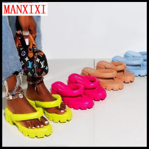 MANXIXI Women Fashion Slippers Beautiful 1.97 Inches Clip Toe Candy Color Wedge Sandals (Size 36-43)