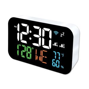 URBAG ABS Desktop Clock WiFi with Digital LED Display Clock Calendar Intelligent Alarm Clock Support WIFI Auto-Calibration