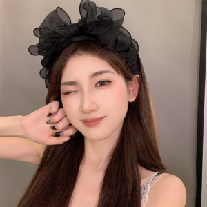 Băng đô retro thời trang màu đen nơ đầu chân váy lưới thanh lịch dây buộc tóc hình nơ Phụ kiện tóc đen cho bé gái và phụ nữ