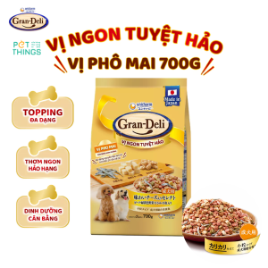 GRAN-DELI gói 700g Thức ăn hạt khô vị Bò cho Chó trưởng thành phủ topping cá cơm từ Nhật Bản