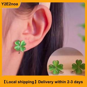 【Local shipping】 Fashion Elegant Luxurious Four Leaf Clover Opal Stud Earrings For Women Jewelry Party Accessries Gifts